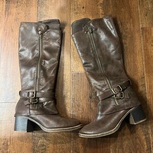 Brown Leather Knee-High Boots